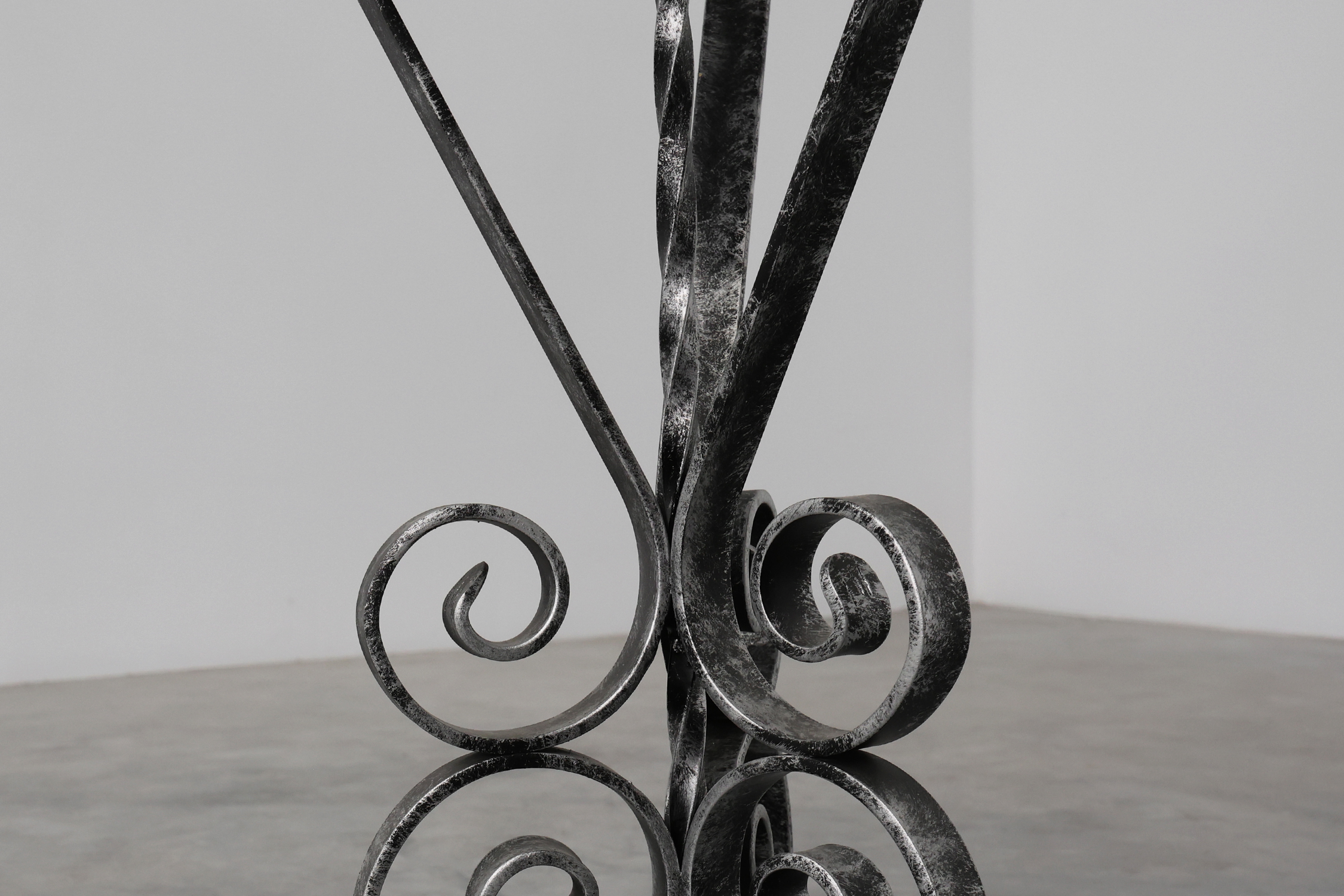 Pair of French Wrought Iron Consoles with Belgian Blue Stone Tops, 1950sthumbnail